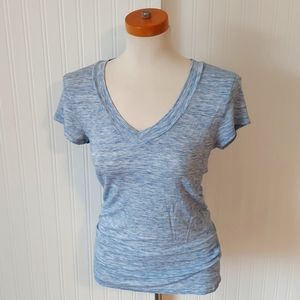 Merona | Blue & white heathered stretchy v-neck
